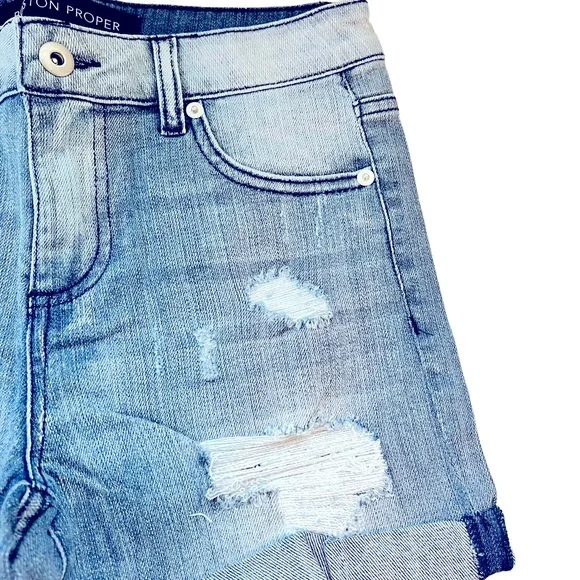 Boston Proper Light Blue Distressed Jean Shorts - Picture 11 of 11